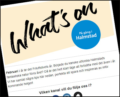 Printscreen från Whats on nyhetsbrev från Halmstad